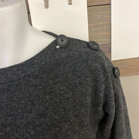 Madewell Heather Gray Merino Wool Pullover Sweater Dress w/ Button Accent-Medium - Picture 4 of 16